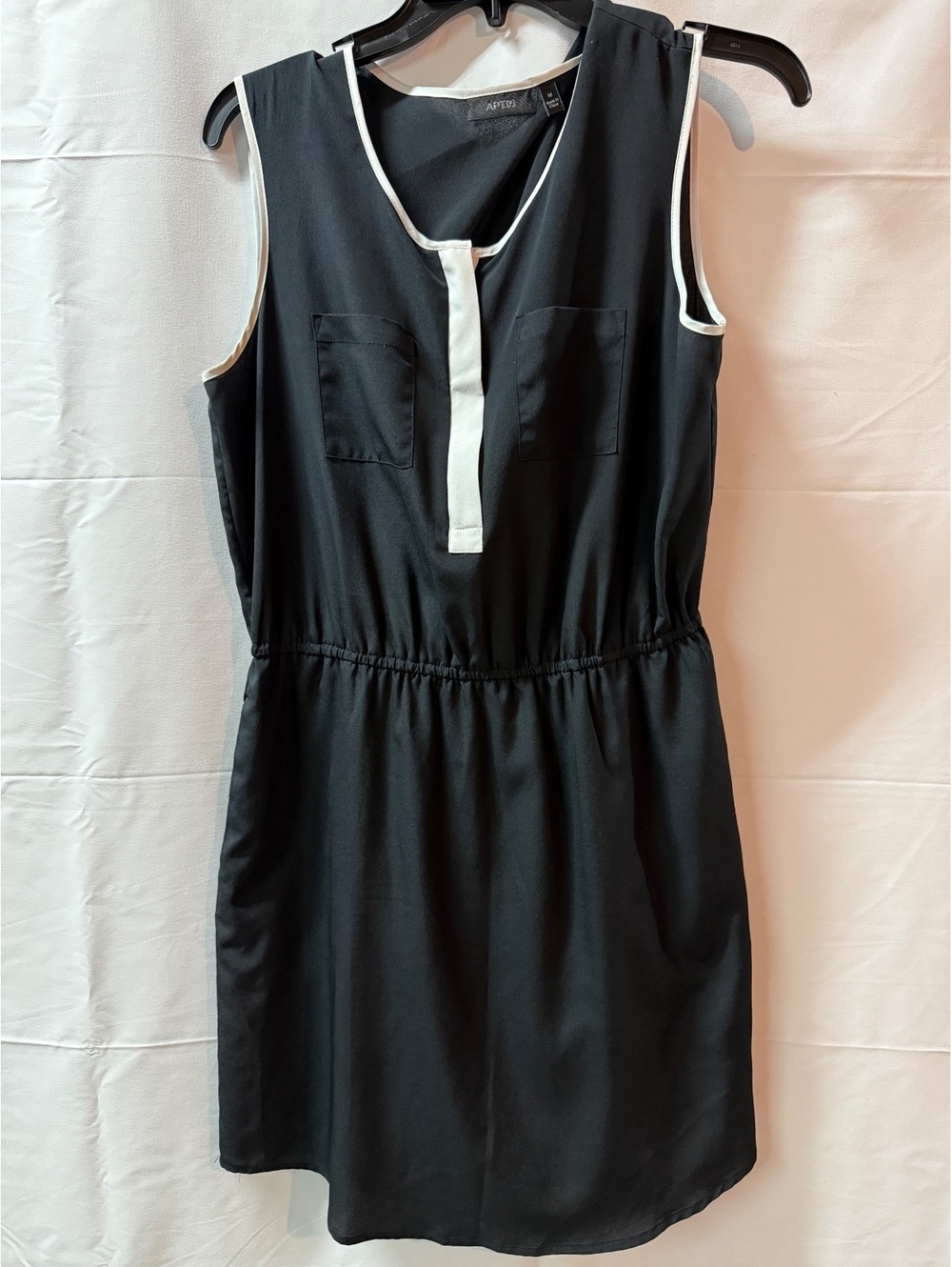 Apt. 9 Black Sleeveless Dress with White Trim, Size M